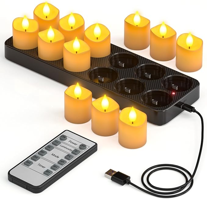 Lot de 12 bougies chauffe-plat rechargeables
