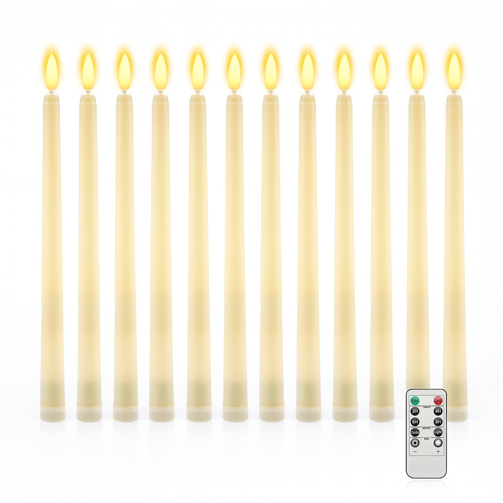 Lot de 12 bougies coniques LED à piles