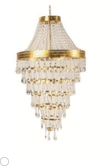 Lampadario a sospensione dorato, diametro 60 cm / altezza 112 cm