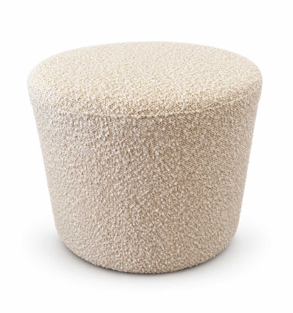 Pouf rond en bouclé ivoire