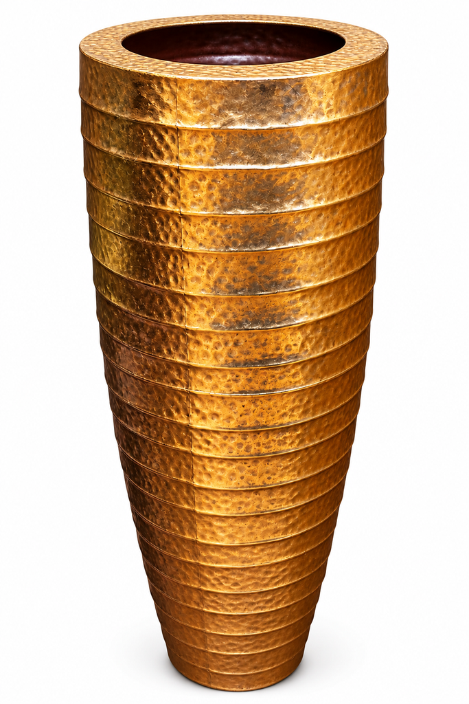 Jarrón de metal dorado 1m20