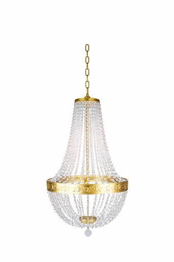Lampadario a gocce in plexiglass dorato, diametro 43 cm / altezza 80 cm